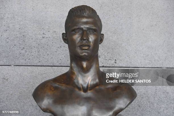 New bust representing Portuguese footballer Cristiano Ronaldo is pictured at Cristiano Ronaldo International Airport in Funchal, on Madeira island,...