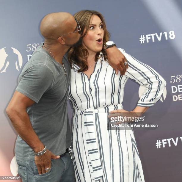 Shemar Moore from the serie 'S.W.A.T' and Mariska Hargitay from the serie 'Law & Order : SVU' attend a photocall during the 58th Monte Carlo TV...