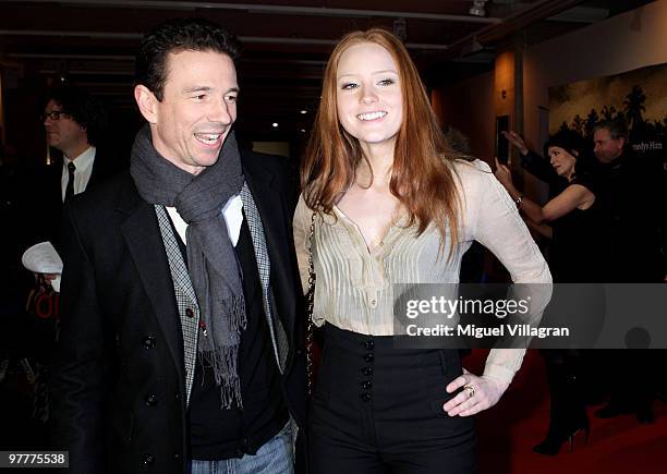 Barbara Meier and Oliver Berben attend the German premiere of 'Kennedy's Hirn' on March 16, 2010 in Munich, Germany.