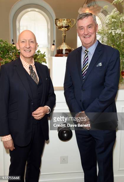 Stephen Jones OBE and Leo Powell attend the Victoria Racing Club lunch celebrating the Melbourne Cup Carnival's global significance, on the eve of...