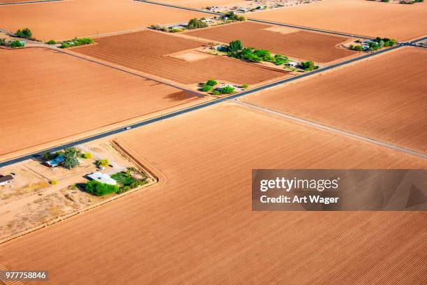 farmland ready to plant - helicopter point of view stock pictures, royalty-free photos & images