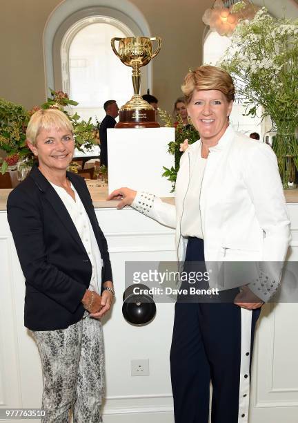 Alice Arnold and Claire Balding attend the Victoria Racing Club lunch celebrating the Melbourne Cup Carnival's global significance, on the eve of...
