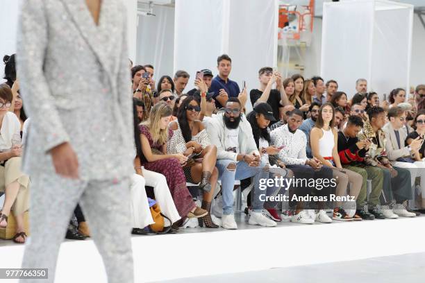 Kesha Mcloud, James Harden and guests attend Ih Nom Uh Nit SS19 Collection Presentation - 'Midnight Special' on June 18, 2018 in Milan, Italy.