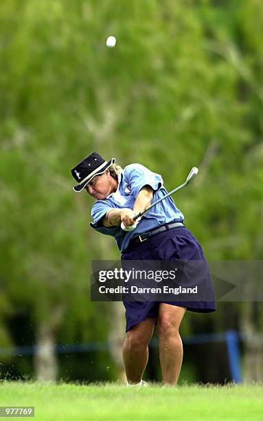 Corinne Dibnah of Australia hits her second shot on the 2nd fairway during the third round at the ANZ Australian Ladies Masters Golf at Royal Pines...