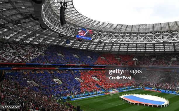 During the opening ceremony prior to the 2018 FIFA World Cup Russia Group A match between Russia and Saudi Arabia at Luzhniki Stadium on June 14,...