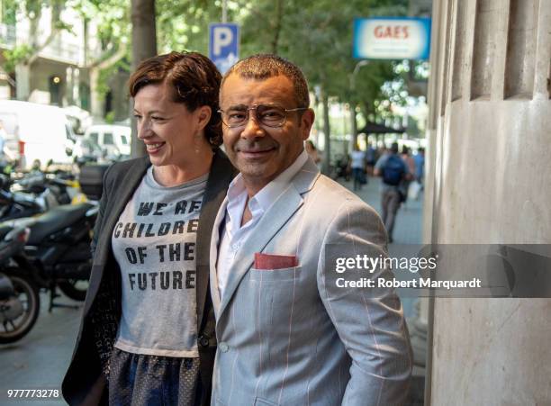 Marta Ribera and Jorge Javier Vazquez pose for the press during a presentation of 'Grandes Exitos' at the theater Tivoli on June 18, 2018 in...