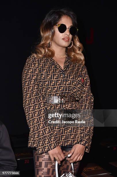 Singer M.I.A. Attends the Fendi show during Milan Men's Fashion Week Spring/Summer 2019 on June 18, 2018 in Milan, Italy.