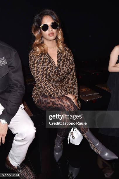 Singer M.I.A. Attends the Fendi show during Milan Men's Fashion Week Spring/Summer 2019 on June 18, 2018 in Milan, Italy.