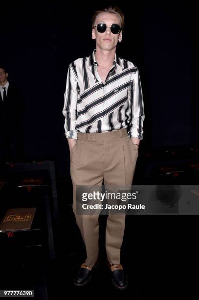 Jamie Campbell Bower attends the Fendi show during Milan Men's Fashion Week Spring/Summer 2019 on June 18, 2018 in Milan, Italy.