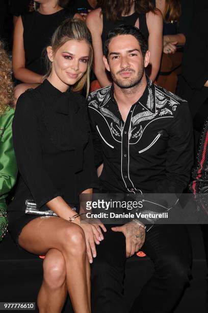 Danielle Knudson and Alexandre Pato attends Dsquared2 show during Milan Men's Fashion Spring/Summer 2019 on June 17, 2018 in Milan, Italy.