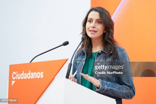 The national spokesperson for Citizens, Ines Arrimadas, during the press conference of the meeting of the Executive Committee held today at the party...