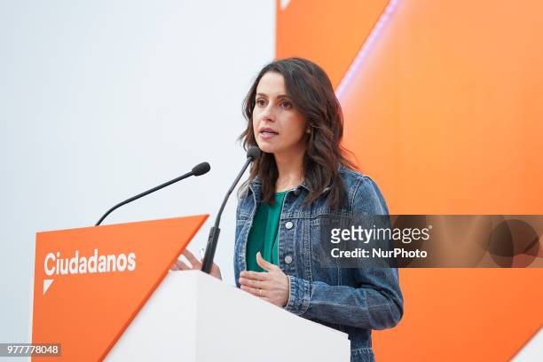 The national spokesperson for Citizens, Ines Arrimadas, during the press conference of the meeting of the Executive Committee held today at the party...