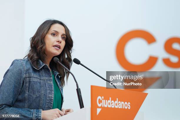 The national spokesperson for Citizens, Ines Arrimadas, during the press conference of the meeting of the Executive Committee held today at the party...