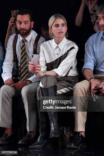 Caroline Daur attends the Fendi show during Milan Men's Fashion Week Spring/Summer 2019 on June 18, 2018 in Milan, Italy.