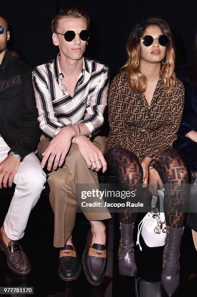 Jamie Campbell Bowerm and M.I.A. Attend the Fendi show during Milan Men's Fashion Week Spring/Summer 2019 on June 18, 2018 in Milan, Italy.