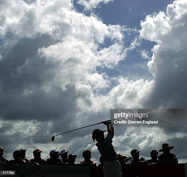 Karrie Webb of Australia tees off from the 12th tee during the third round at the ANZ Australian Ladies Masters Golf at Royal Pines Resort on the...