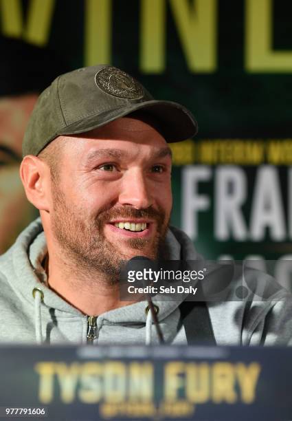 Belfast , United Kingdom - 18 June 2018; Boxer Tyson Fury during a press conference at the National Stadium at Windsor Park in Belfast.