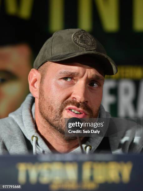 Belfast , United Kingdom - 18 June 2018; Boxer Tyson Fury during a press conference at the National Stadium at Windsor Park in Belfast.