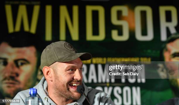 Belfast , United Kingdom - 18 June 2018; Boxer Tyson Fury during a press conference at the National Stadium at Windsor Park in Belfast.