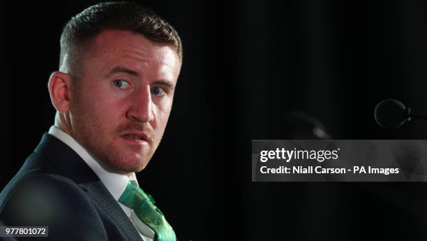 Paddy Barnes during the press conference at Windsor Park, Belfast.