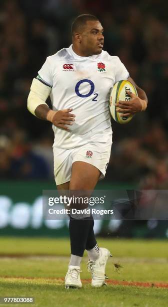 Kyle Sinckler of England looks on during the second test match between South Africa and England at Toyota Stadium on June 16, 2018 in Bloemfontein,...