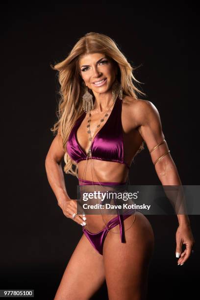 Teresa Giudice poses for a photoshoot before her first bodybuilding competition that was 2 days later. She competed in the 2018 NPC South Jersey...