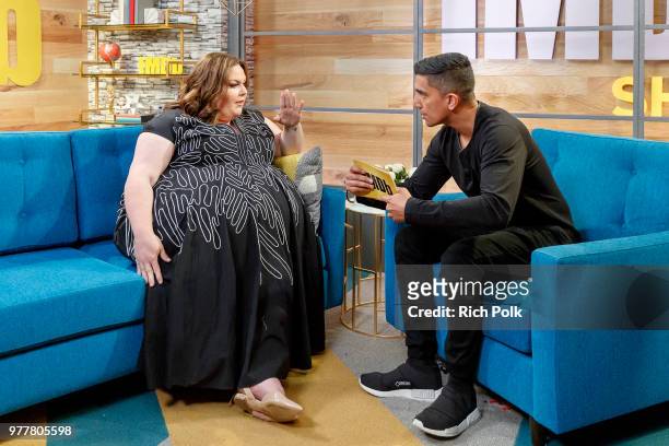 Actress Chrissy Metz and co-host Tim Kash on the set of 'The IMDb Show' on June 14, 2018 in Studio City, California. This episode of 'The IMDb Show'...
