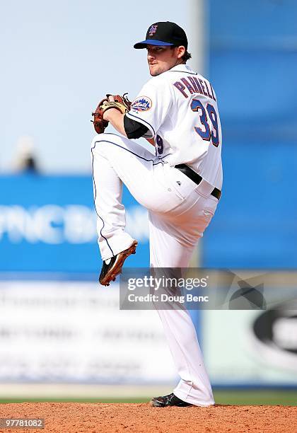 Pitcher Bobby Parnell of the New York Mets pitches against the Atlanta Braves at Tradition Field on March 2, 2010 in Port St. Lucie, Florida.