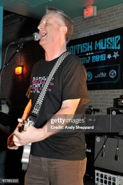 Billy Bragg performs during a Strummerville and Jail Guitar Doors night at the British Music Embassy, Latitude 30 during the SXSW Interactive and...