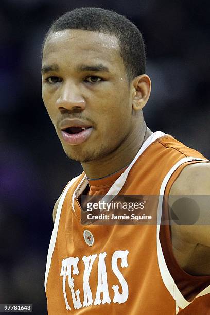 Avery Bradley of the Texas Longhorns looks on while taking on the Baylor Bears during the quarterfinals of the 2010 Phillips 66 Big 12 Men's...