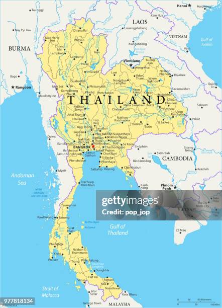landkarte thailand - vektor - phuket stock-grafiken, -clipart, -cartoons und -symbole