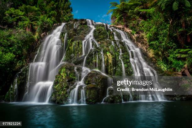 owharoa falls in karangahake gorge, waikato, north island, new zealand - owharoa falls stockfoto's en -beelden