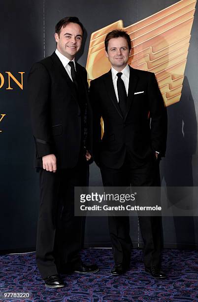 Ant McPartlin and Declan Donnelly arrive at the RTS Programme Awards 2009 at The Grosvenor House Hotel on March 16, 2010 in London, England.