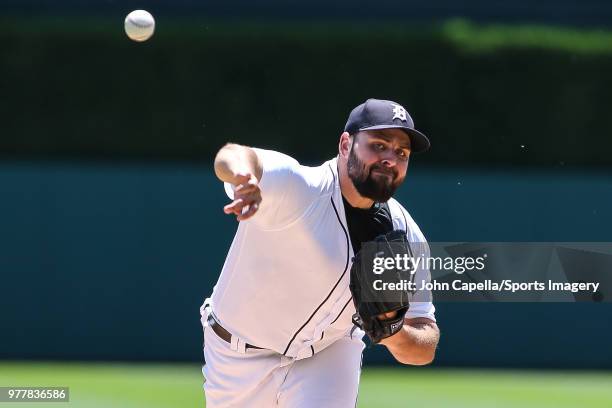 Michael Fulmer of the Detroit Tigers pitches during a MLB game against the Minnesota Twins at Comerica Park on June 14, 2018 in Detroit, Michigan.