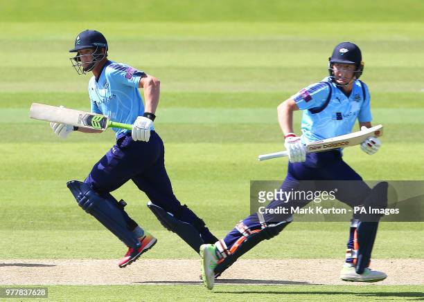 Yorkshire's Tom Kohler-Cadmore and Gary Ballance run between the wickets during the Royal London One Day Cup, semi final at The Ageas Bowl,...