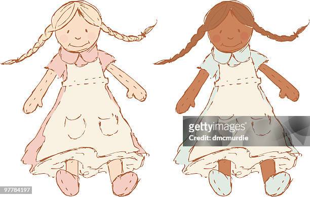 ilustraciones, imágenes clip art, dibujos animados e iconos de stock de muñecas - braided hair