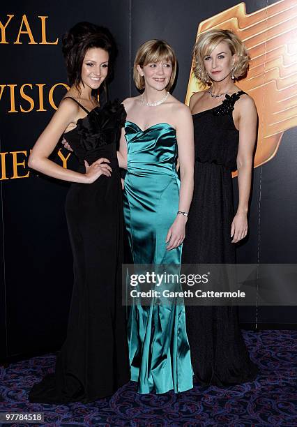 Michelle Keegan, Jane Danson and Katherine Kelly arrive at the RTS Programme Awards 2009 at The Grosvenor House Hotel on March 16, 2010 in London,...