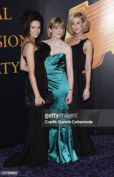 Michelle Keegan, Jane Danson and Katherine Kelly arrive at the RTS Programme Awards 2009 at The Grosvenor House Hotel on March 16, 2010 in London,...