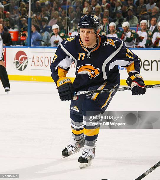 Raffi Torres of the Buffalo Sabres skates against the Minnesota Wild on March 12, 2010 at HSBC Arena in Buffalo, New York.