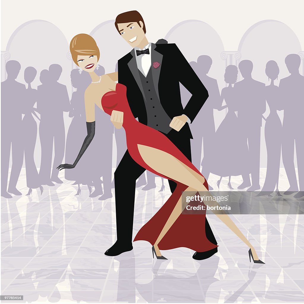Elegant Couple Dancing In Ballroom High-Res Vector Graphic - Getty Images