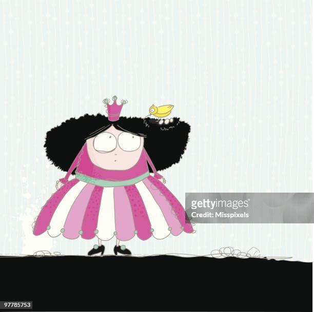 princess have a new friend - happy birthday crown stock illustrations