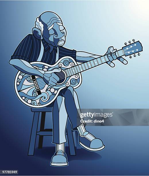 bluesy tuesday in blue - old man studio stock illustrations