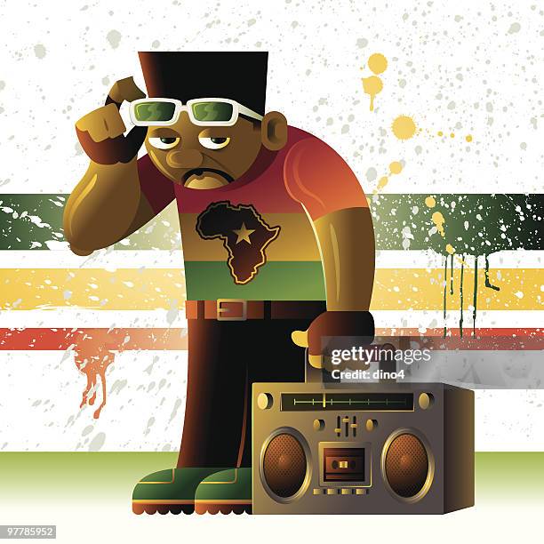 stockillustraties, clipart, cartoons en iconen met black in the day - walkman