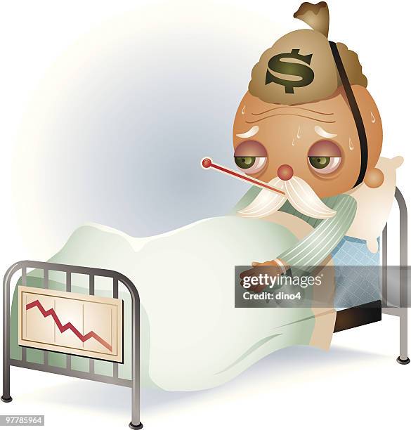 finacial epidemic - man lying on back hurt stock illustrations