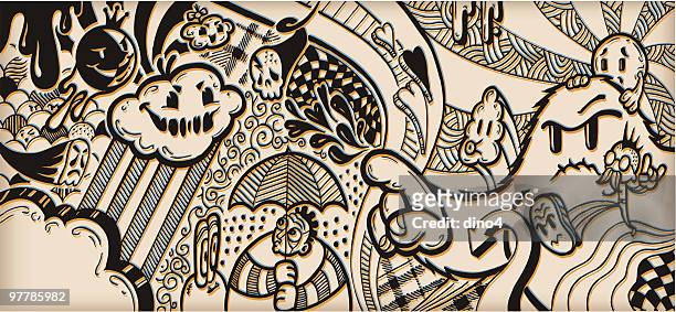 illustrazioni stock, clip art, cartoni animati e icone di tendenza di crossfade guerrieri - scarabocchio motivo ornamentale