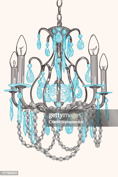 illustrazioni stock, clip art, cartoni animati e icone di tendenza di lampadario di cristallo - chandeliers