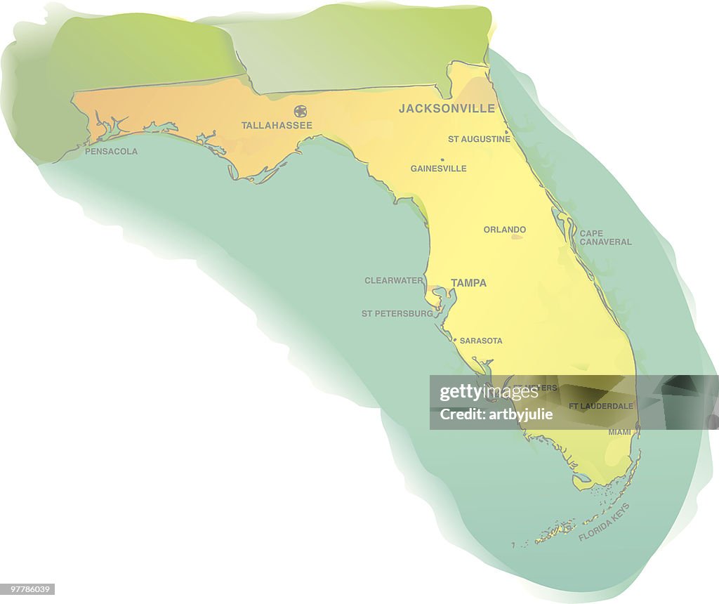 Florida map – watercolor style