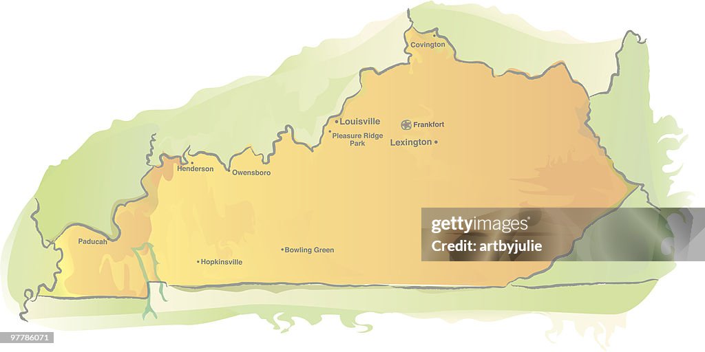 Kentucky map - Watercolor style