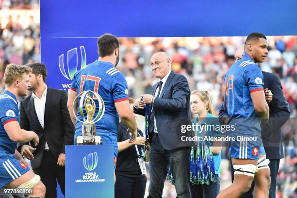 Bernard Laporte President of French Federation of Rugby during the Final World Championship U20 match between England and France on June 17, 2018 in...