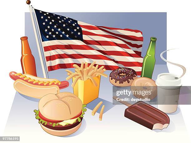 american diet - buffet stock illustrations